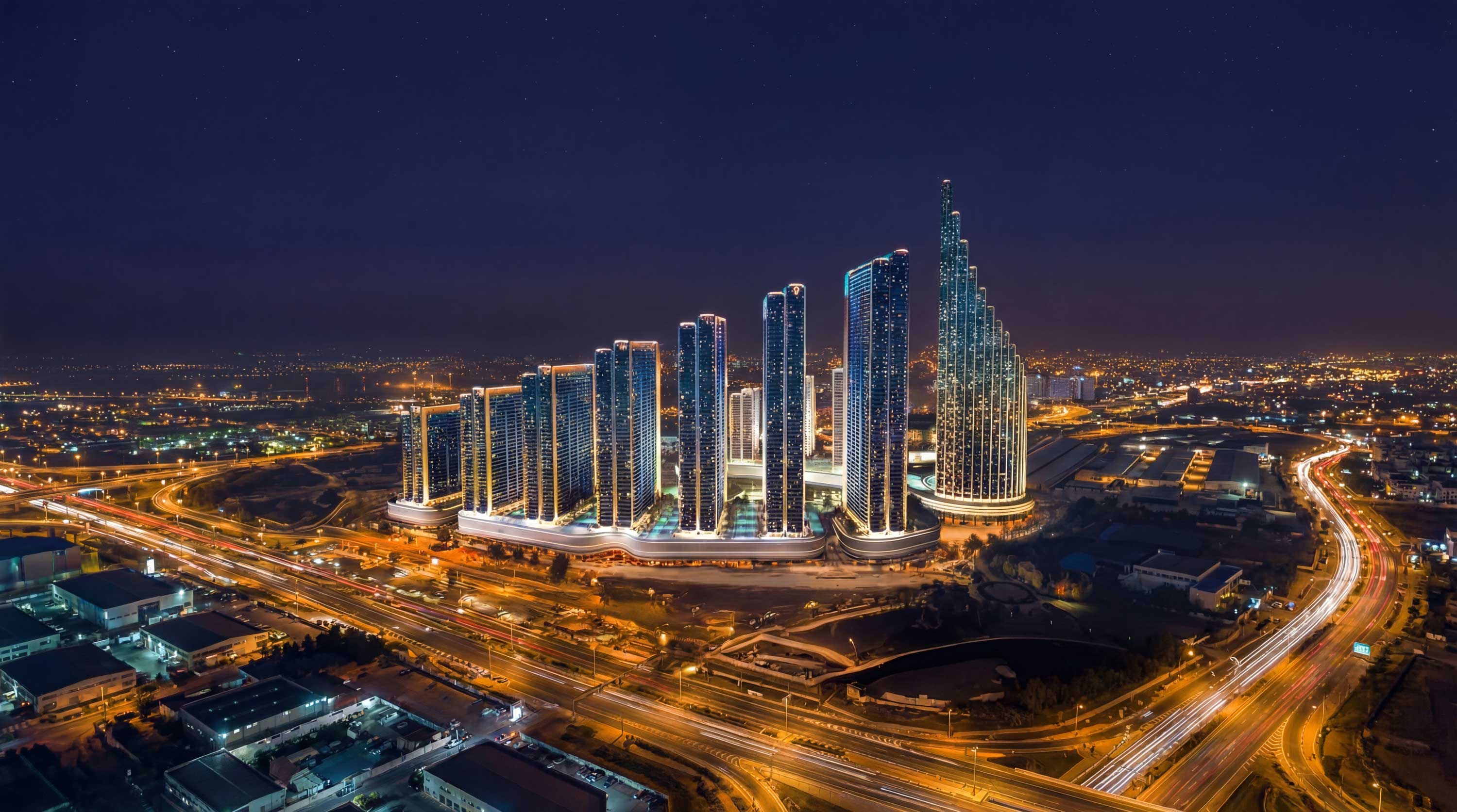 Dubai luxury real estate background - AI property matching section